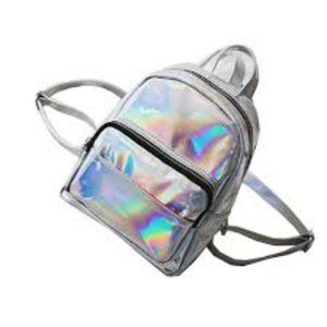 A silver small backpack